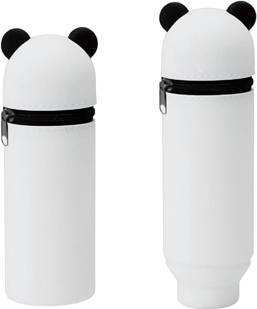 SnelShoppen - Kawaii 2-in-1 Silicone Pencil Case, Zachte Siliconen Penhouder, Blushing Panda, Grote Capaciteit, Perfect Cadeau voor Kinderen, School e