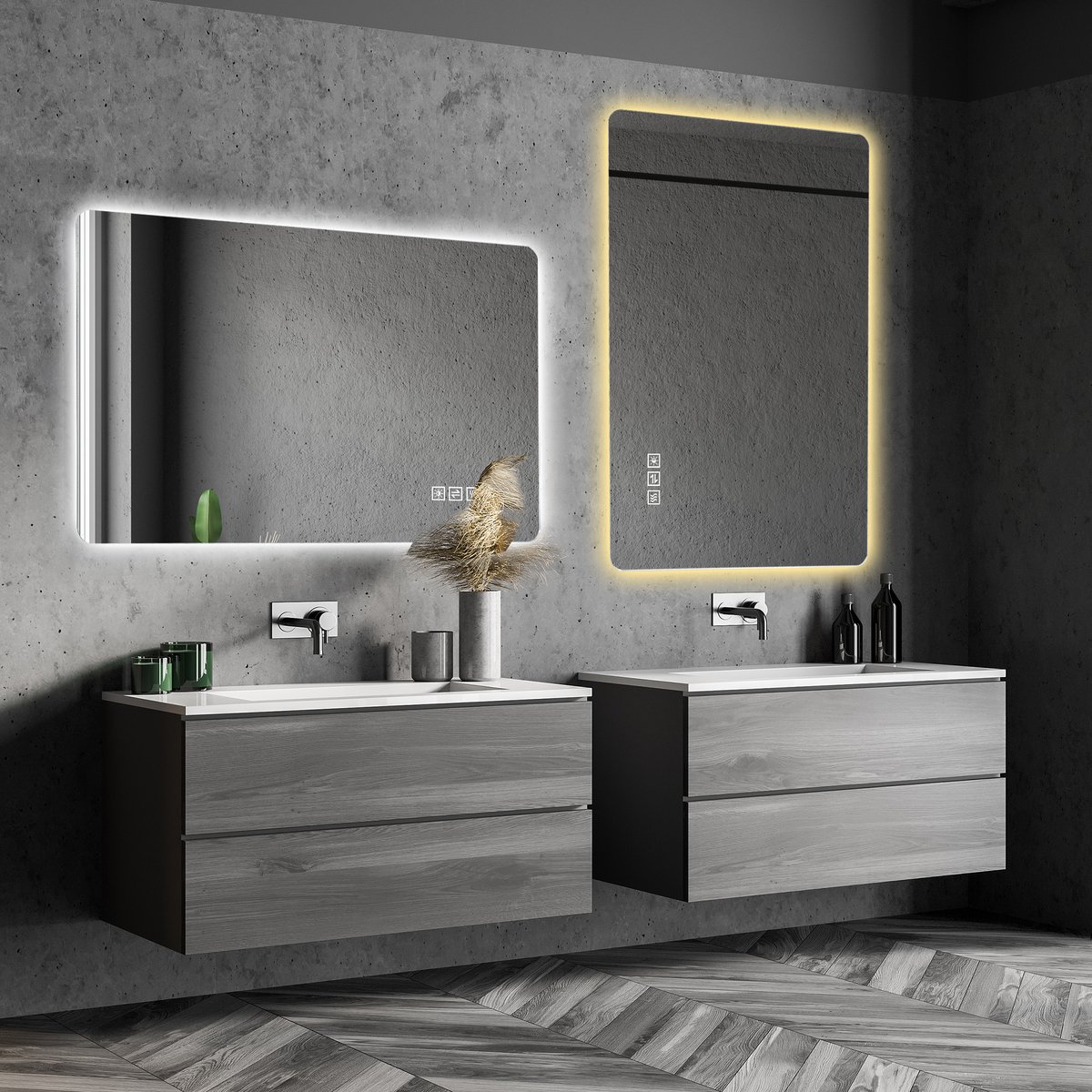 MIVRAY Spiegel – LED Achtergrondverlichting En Anti Condens – 60 x 100 cm – Gehard Glas En Metaal – Zilver – Badkamer Wandmontage