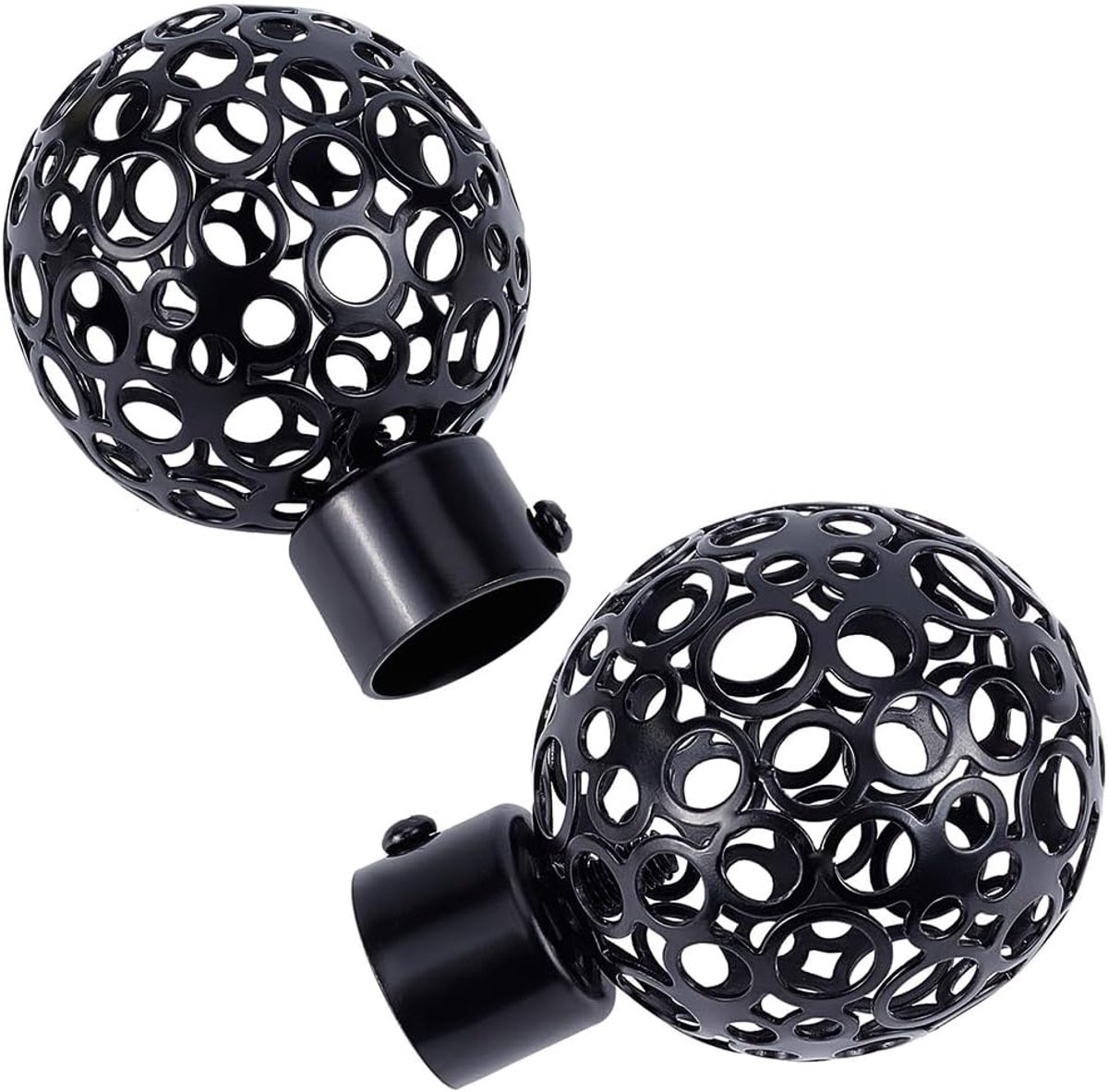 SnelShoppen - GORGECRAFT Ronde Gordijnroede Einden 22mm Zwart Bal Kooi Decoratieve Eindkoppen voor Gordijnen Thuis Kantoor Decoratie Accessoires (5.5x