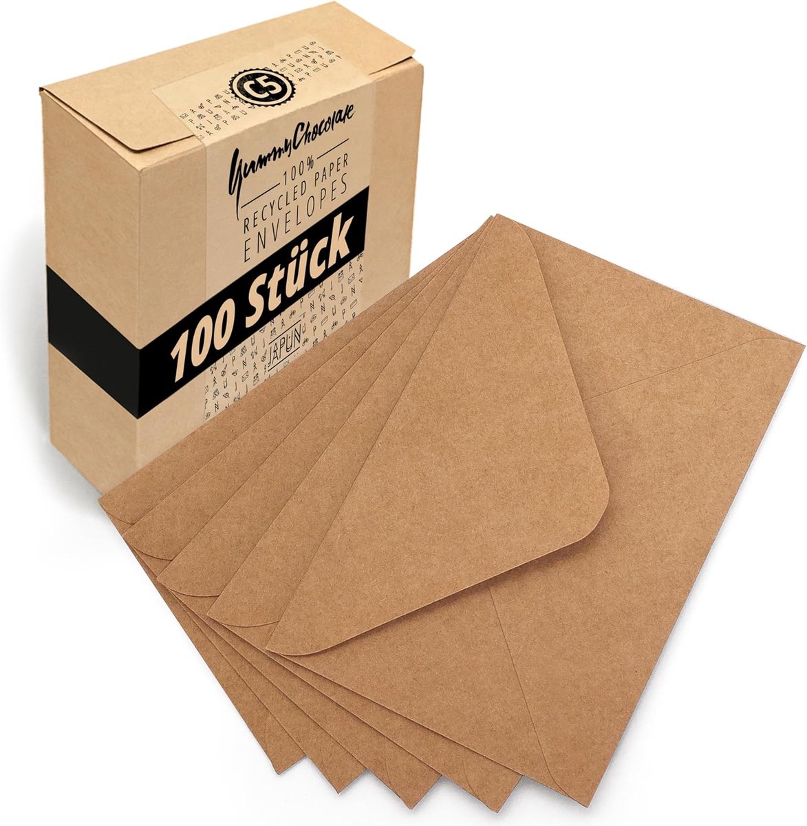 Thijox - Enveloppen C5 (100 stuks) Bruin Kraftpapier 220 x 156 mm | 150 g/m² Met Gomsluiting, Zonder Venster | Perfect voor Kaarten en Uitnodigingen