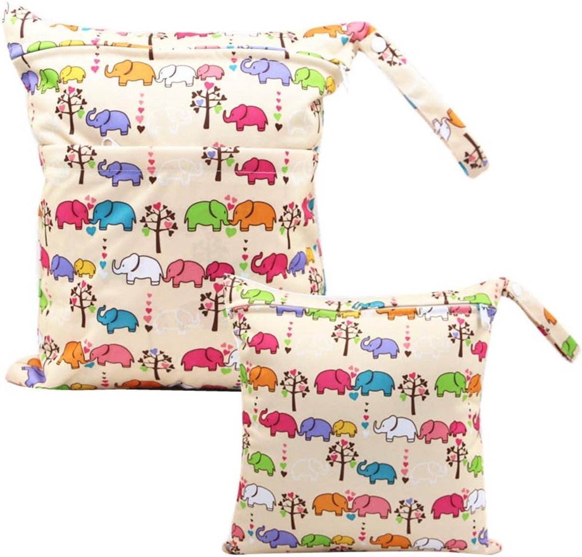SnelShoppen - Wetbag Doekjes, Herbruikbare Nappy Bag, Waterdicht, Wasbare Organizer, Set van 2, Kleurrijke Patronen, Ideaal voor Kinderen en Baby's