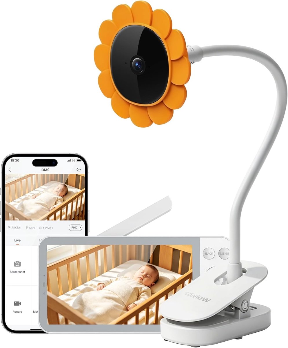 Thijox - Babyfoon met camera en app, 5,5 inch video babymonitor, draadloos, nachtzicht, 2-weg audio, temperatuur, VOX, voor kinderen en ouders