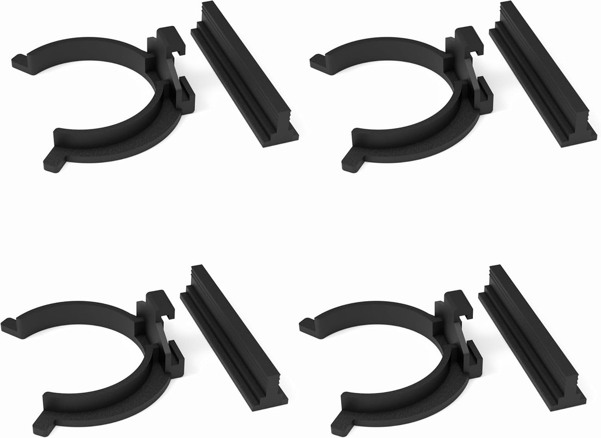 SnelShoppen - Skirting Clips Houder Set van 4 met Rail voor Plinten - Compatibel met Faktum Rationell - Zwart - Makkelijk te Monteren - Keuken Plinten