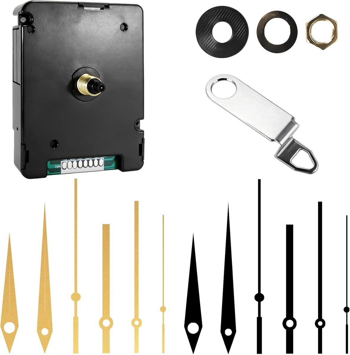 SnelShoppen - DCF Wireless Movement Set van 4 Paar Handen + Stille Quartz Wandklok Mechanisme, 24 mm, Radiogestuurd voor DIY Klokprojecten