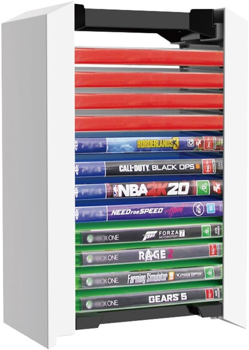 SnelShoppen - P5 Game Disc Box, Game Box Storage Rack, 12 Disc Houder, Ruimtebesparend, Gemakkelijk Toegankelijk, PS5 Gaming Accessoire, Organisatie,