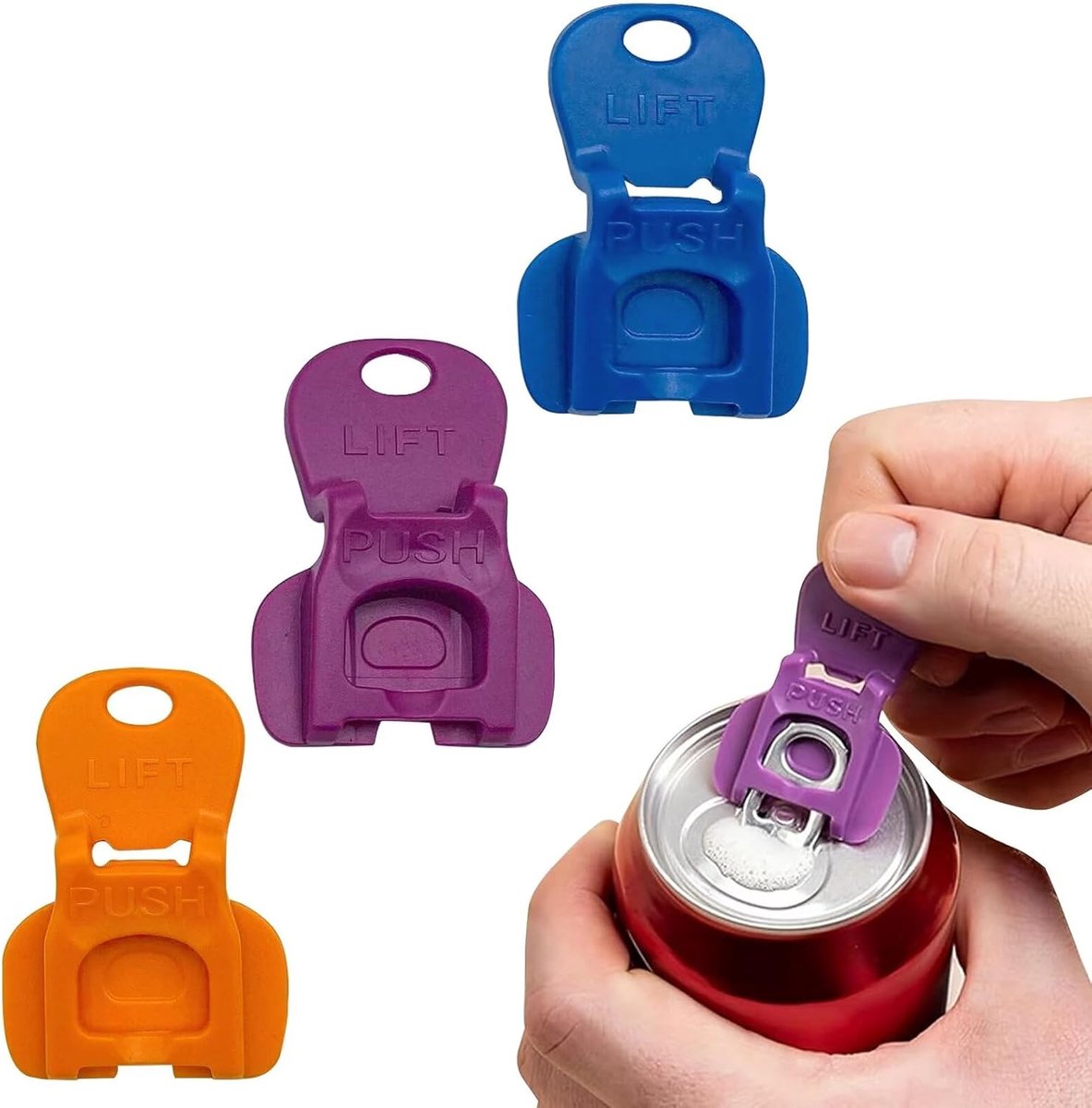 Thijox - 3 Stuks Drankblikopeners - Eenvoudige Handmatige Blikopener van Kunststof voor Cola, Bier, Limonade en Dranken - Ideaal voor Feestjes, Campin