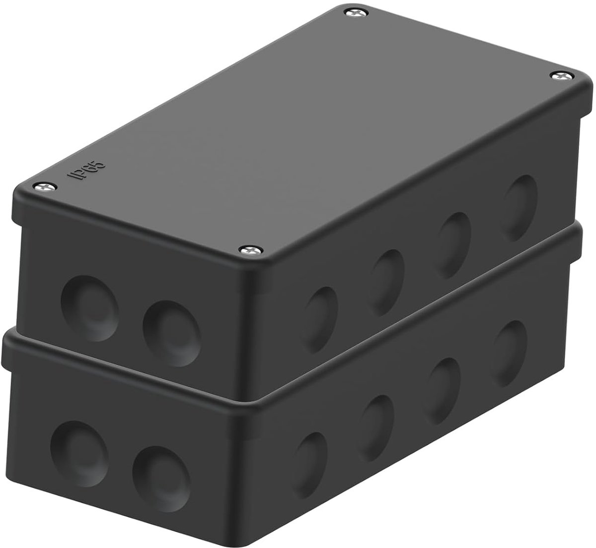 SnelShoppen - IP65 Waterdichte Juntiebox Zwart, 2 Stuks, Verbeterde Rubberen Afsluiting, Buitengebruik, 180x88 mm, Geschikt voor Vochtige Ruimtes