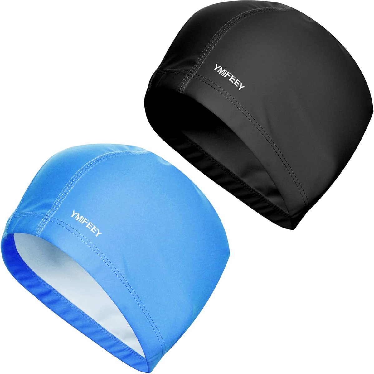 SnelShoppen - Zwemcap, Waterdichte PU Coating, Zachte Zwemkap met Oorpads, Voor Mannen en Vrouwen, Geschikt voor Lang en Kort Haar, 2 Stuks in Blauw e