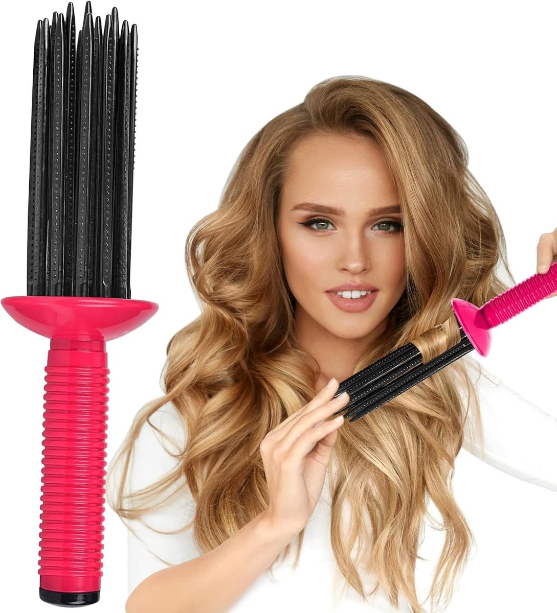 SnelShoppen - Curling Brush, Haar Kruller, Krullende Borstel, Fluffy Curling Brush, Haar Rollers voor Vrouwen, Thuis & Reizen, Perfecte Golven & Gedef