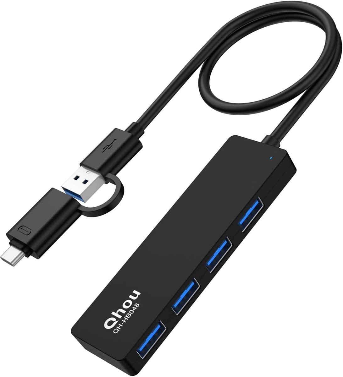 SnelShoppen - USB 3.0 Hub Adapter, Ultra-Slim Data Hub met 4 USB Type-A Poorten, Hoge Snelheid tot 5Gbps, Compatibel met Mac, PC, iMac en Meer