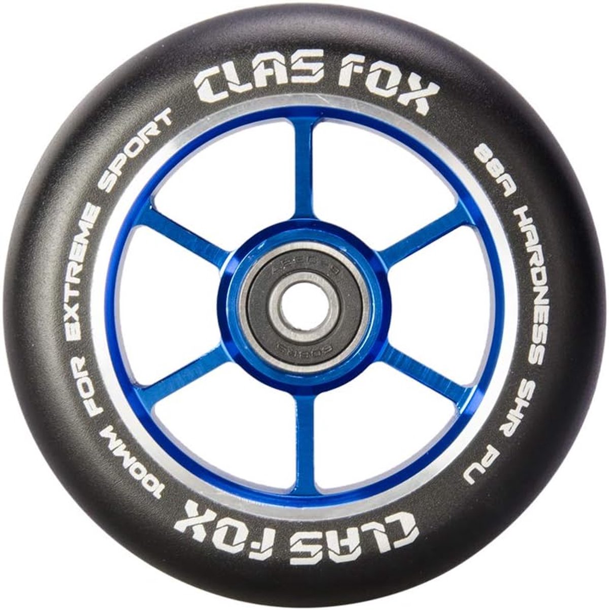 SnelShoppen - Pro Stunt Scooter Wielen 100mm met ABEC-9 Lagers - CNC Metaal Core - 2 Stuks - Zwart-Blauw - Voor Stunt Scooters, Skateparken en Freesty