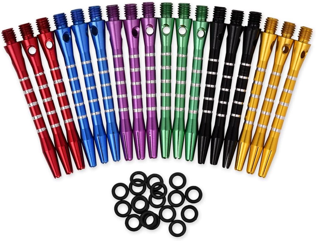 SnelShoppen - 53mm Aluminium Dart Shafts, 18 Stuks Medium Dart Schachten met O'ring voor Stalen en Zachte Punten, Duurzaam en Betrouwbaar