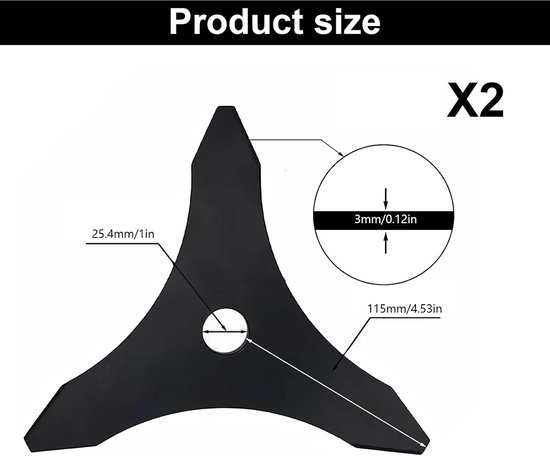 Bosmaaier mes met drie tanden, 2 stuks, gatdiameter 25,4 mm, voor gazon en tuin - Onkruid verwijderen, verbeterd en verdikt. van Merkloos	 — afbeelding 5