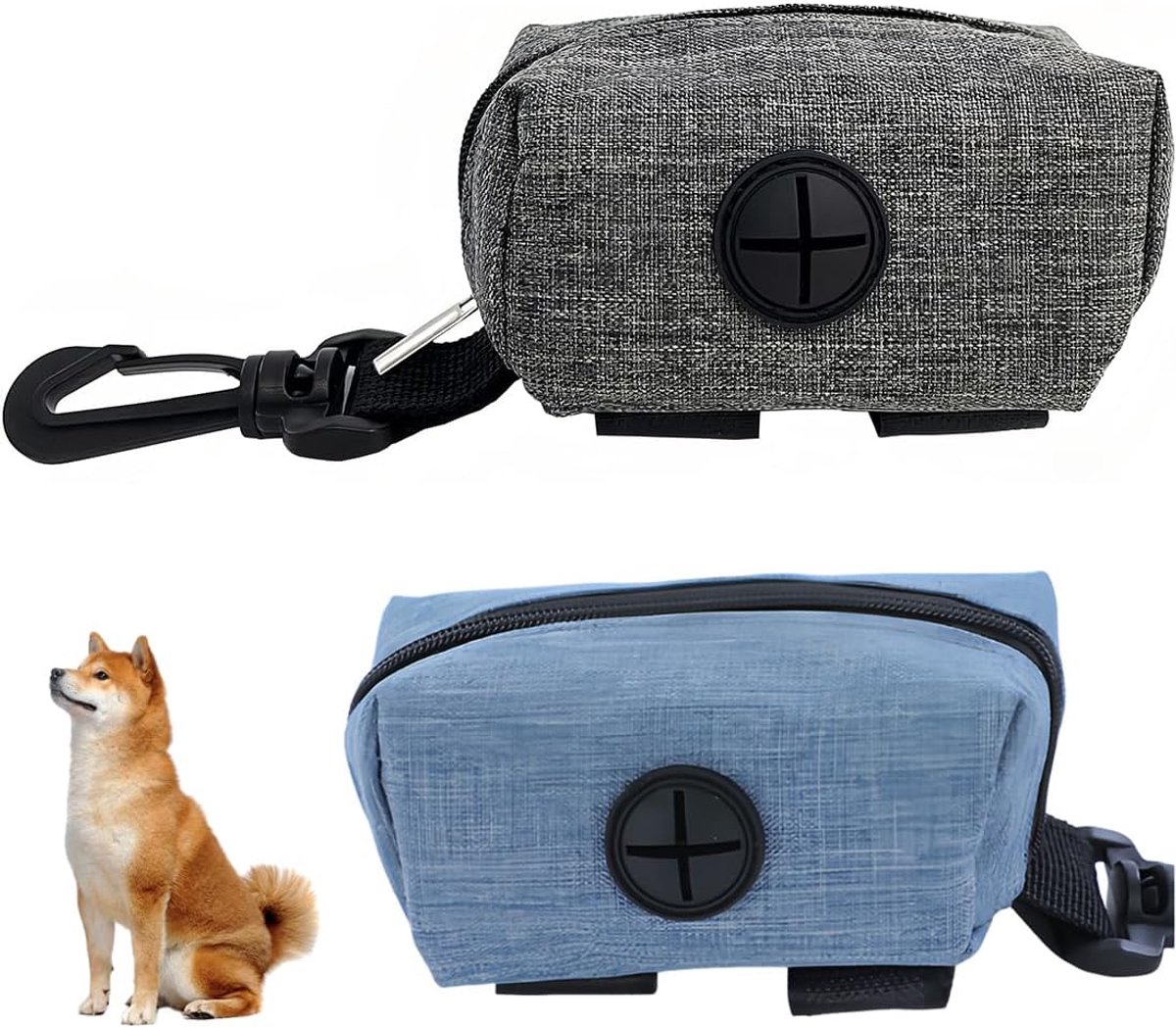 SnelShoppen - 2 Stuks Houders voor Hond Poepzakjes - Pet Waste Dispenser in Blauw en Grijs - Ideaal voor Dog Leash - Praktische en Duurzame Oplossing