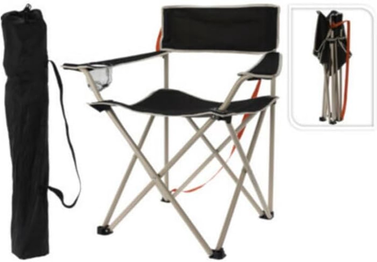 SnelShoppen - Opvouwbare Campingstoel met Draagtas - Lichtgewicht Zwart - Perfect voor Tuin, Feest, en Buitenactiviteiten