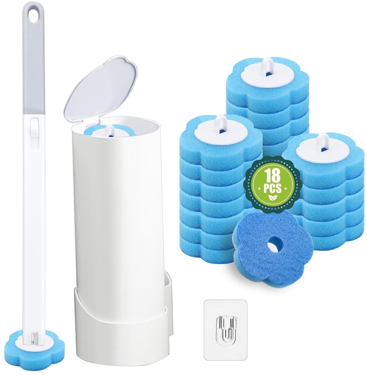 Wegwerp toiletborstel, inclusief 48 vervangende borstelpads, toiletreiniger