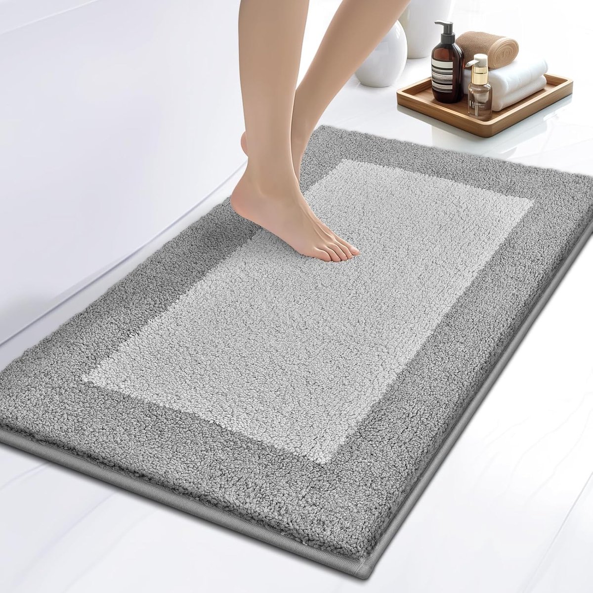 SnelShoppen - Badmat 50 x 76 cm, Antislip Badkamer Tapijt, Wasbare Badteppich, Luxe Badmat voor Douche, Badkuip en Vloer, Ultra-zacht Polyester