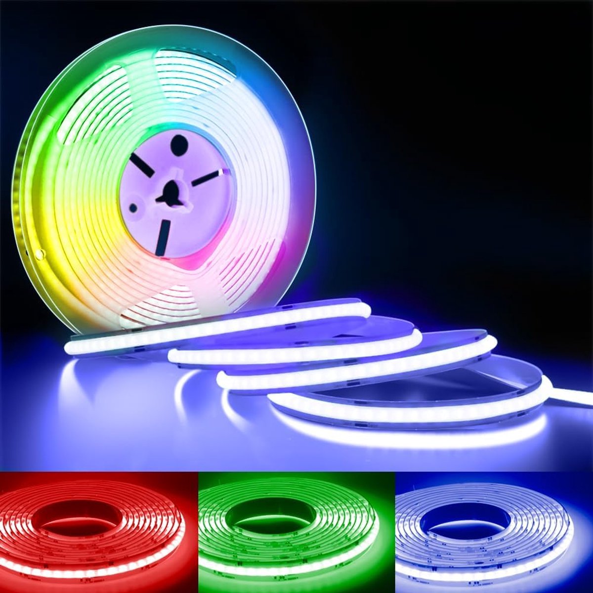 SnelShoppen - Arotelicht 5 m Dimbare COB LED Strip RGB 12V met 810 LEDs/m voor Slaapkamer, Keuken en Interieur Decoratie, Hoge Dichtheid IP20