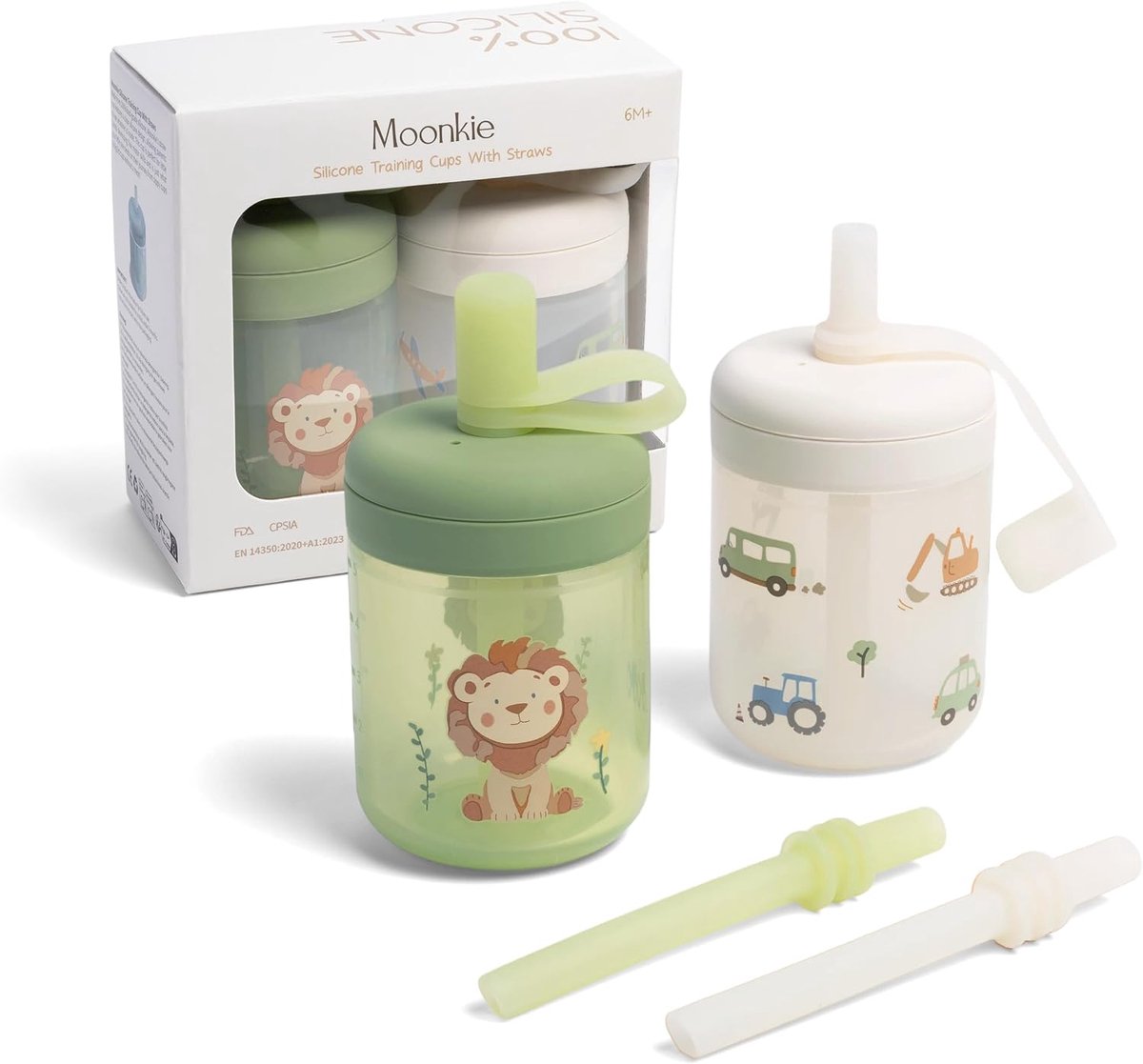 SnelShoppen - Drinkbekers voor Baby's Set van 2 - 150 ml Siliconen Rietjesbeker - BPA-vrij - Vaatwasmachinebestendig - Geschikt voor Kinderen vanaf 6
