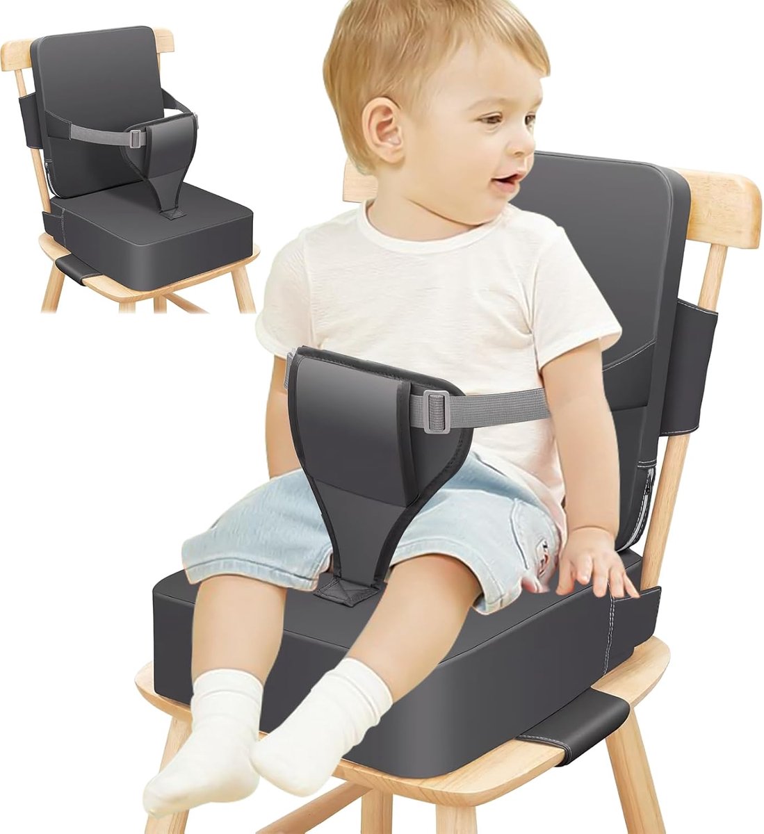 SnelShoppen - Seat Booster Stoeltje voor Kinderen - PU Waterdichte Verhoger met Rugleuning en Verstelbare Veiligheidsgordel - Kinderen Seat Cushion vo