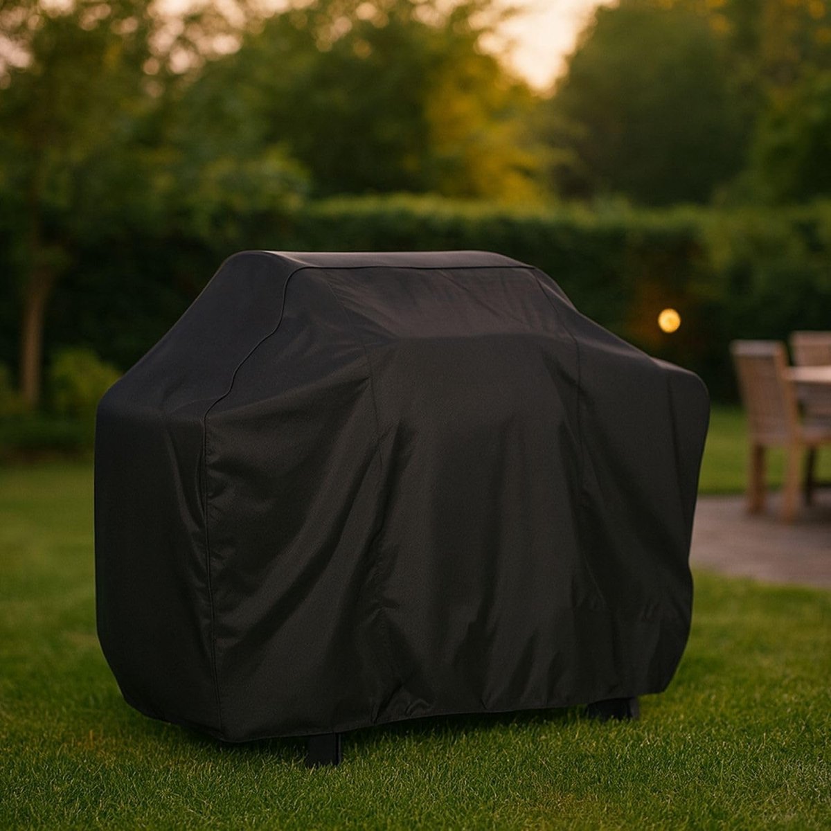 SnelShoppen - Universele Ronde Barbecue Cover 58.3 x 24 x 110 cm - Beschermhoes voor Gas BBQ - Waterdicht, UV-bestendig, met Trekkoord - Zwart - BBQ A