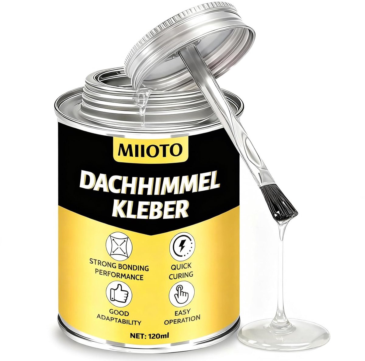 SnelShoppen - Extra Sterke Neopreen Lijm voor Dakbedekking, 120 ml - Sneldrogende Autodak Lijm, Geschikt voor Interieur, Stoelen, Leer en Meubels