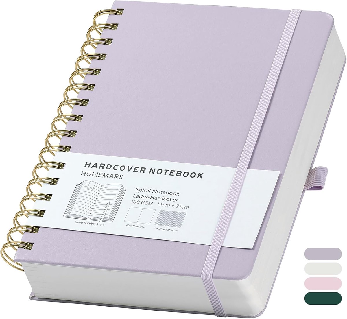 SnelShoppen - Spiral bound notebook 300 pagina's, paars, met stippen, perfect voor notities, schetsen, school, kantoor en creatief gebruik