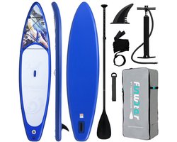 FunWater Stand Up Paddle Board 350x84x15 cm - Opblaasbaar paddleboard voor volwassenen en beginners - Compleet SUP pakket - Max.120 KG - Koningsblauw
