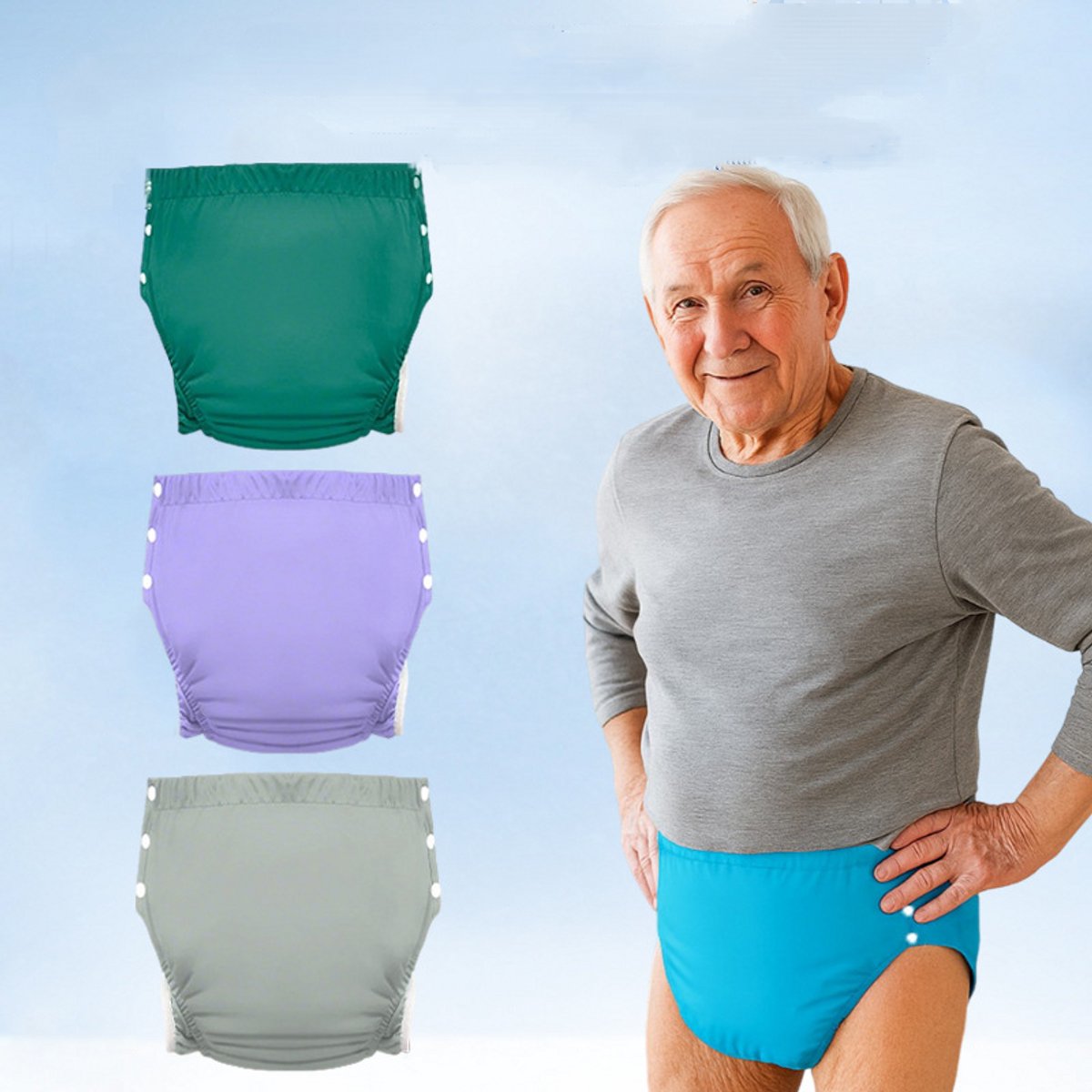 Lekvrije luiers voor volwassenen - 1 stuk stoffen luiers voor volwassenen - Wasbare luierbroekjes - Wasbare luiers voor vrouwen of mannen - Herbruikbare - Waterdichte en lekvrije broekjes voor incontinentiezorg - X-Large - blauw