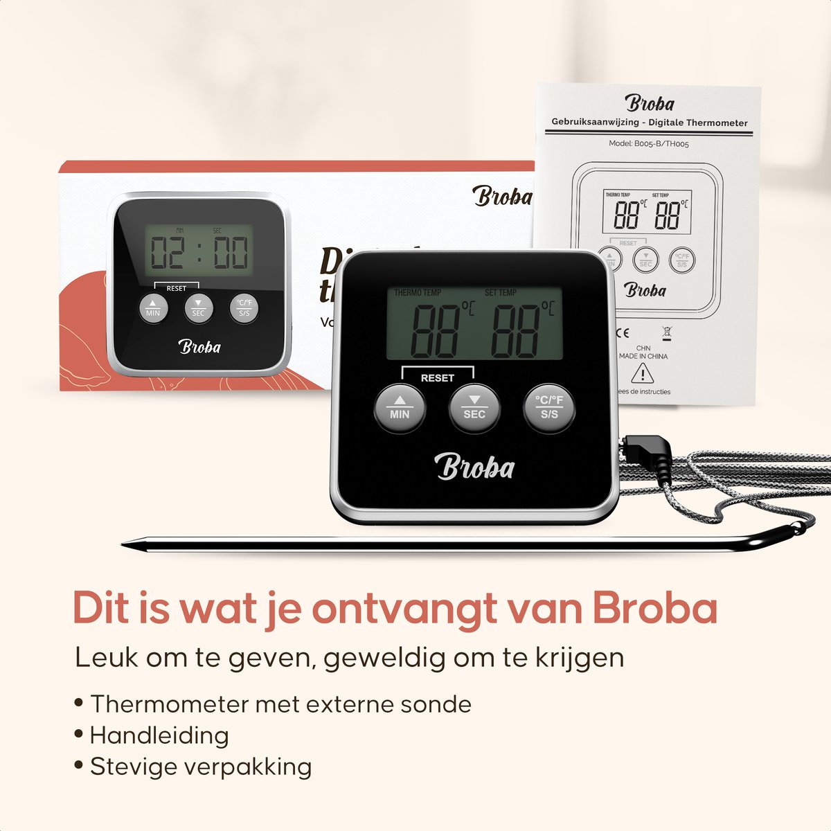 Vleesthermometer BBQ Thermometer - Oventhermometer Keukenthermometer Kookthermometer - Kerntemperatuurmeter Voedselthermometer Kernthermometer - Suikerthermometer Kook Thermometer Vlees Oven Keuken - Temperatuurmeter Digitaal - Barbecue Accessoires — cadeau in Sieraden - foto 7