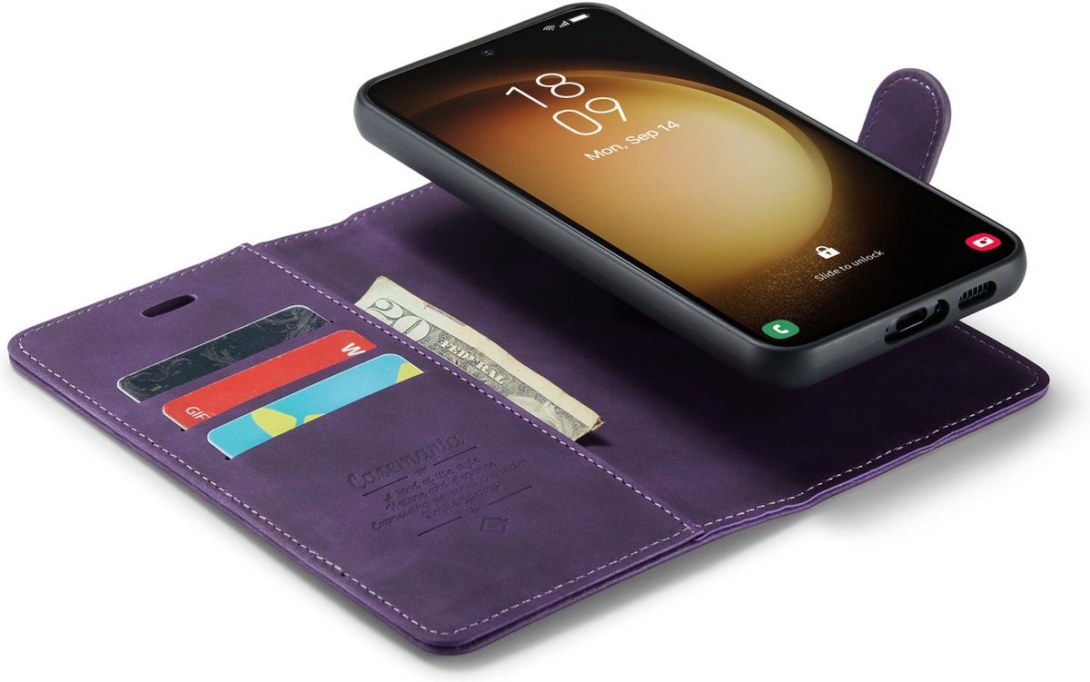 CaseMania Bookcase hoesje geschikt voor Samsung Galaxy A54 - Effen Paars - Kunstleer - 2-in-1 Magnetisch Uitneembaar Design