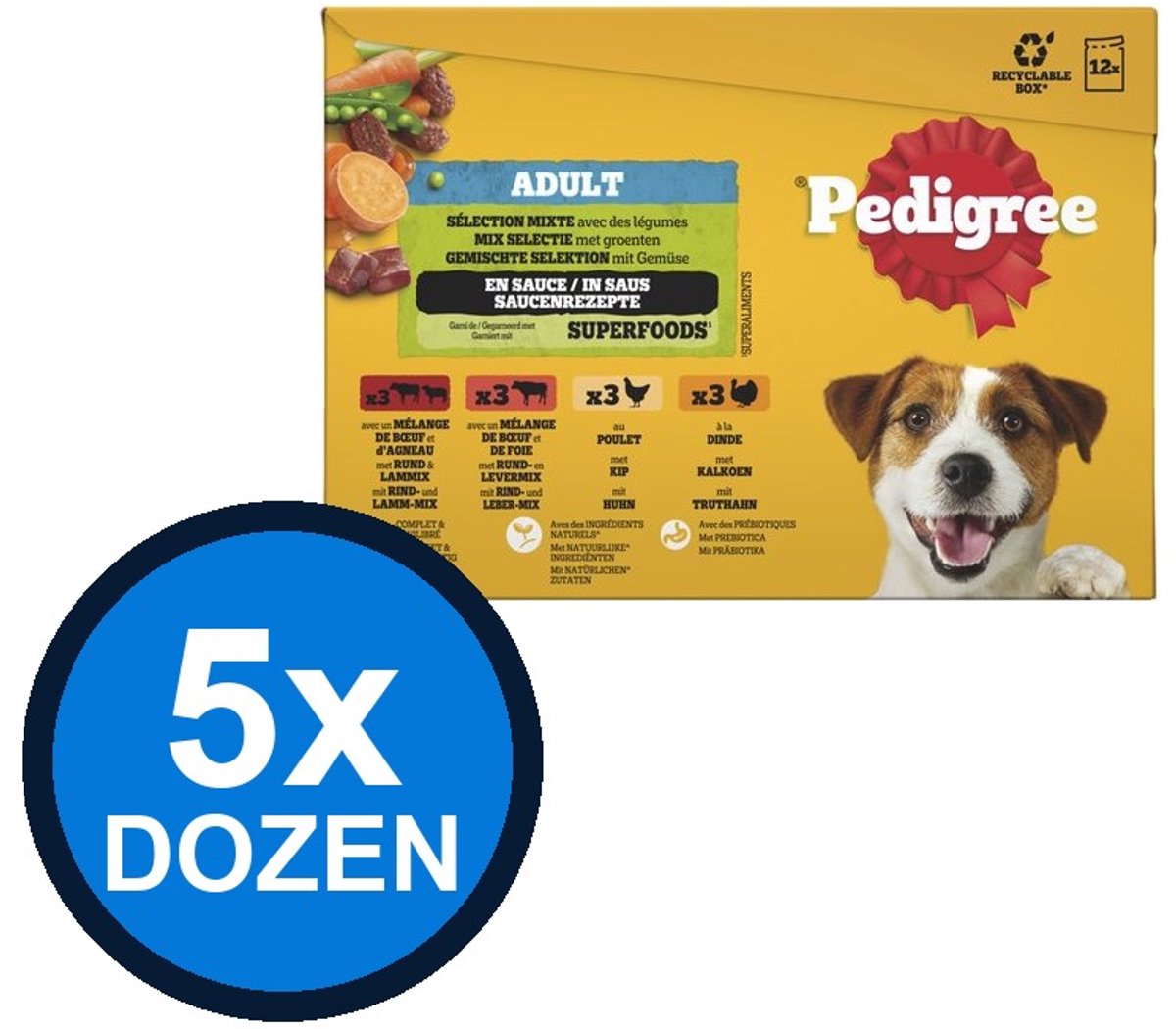 Pedigree Pedigree - Pouch Adult Saus Mix Sel Multipack (12x100g) - Hondenvoer Natvoer - 1.2 kg