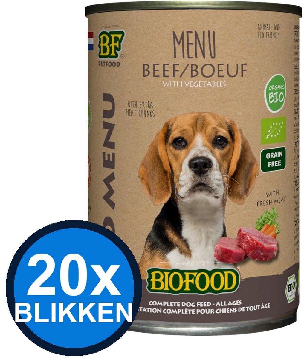 Biofood Biofood - Organic Hond Rund Menu Blik - Hondenvoer Natvoer - 400 g