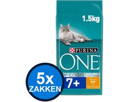 5x Purina One - Senior Kip&Verse Groenten - Kattenvoer Droogvoer - 1.5 kg