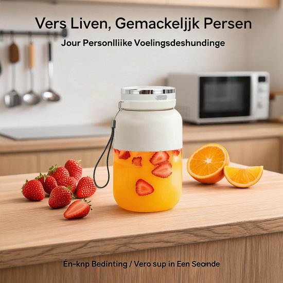zurabini - Blender To Go - Smoothie Maker - Draagbare Blender USB-C Oplaadbaar - Fresh Juice Blender - 1300ml Shakebeker - BPA Vrij - Mini Blender Voor Smoothies, Shakes en Sap van zurabini — afbeelding 5