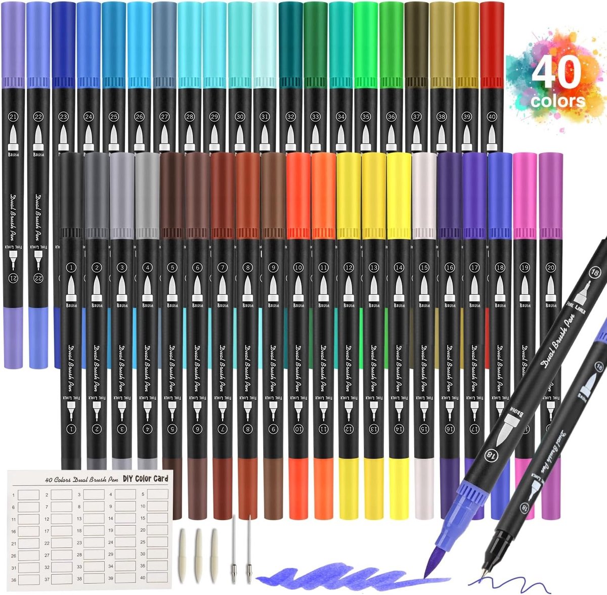 Professionele Viltstiften - Multicolor - Dubbel Penseel - Inclusief Schetsboek - Voor Creatieve Geesten