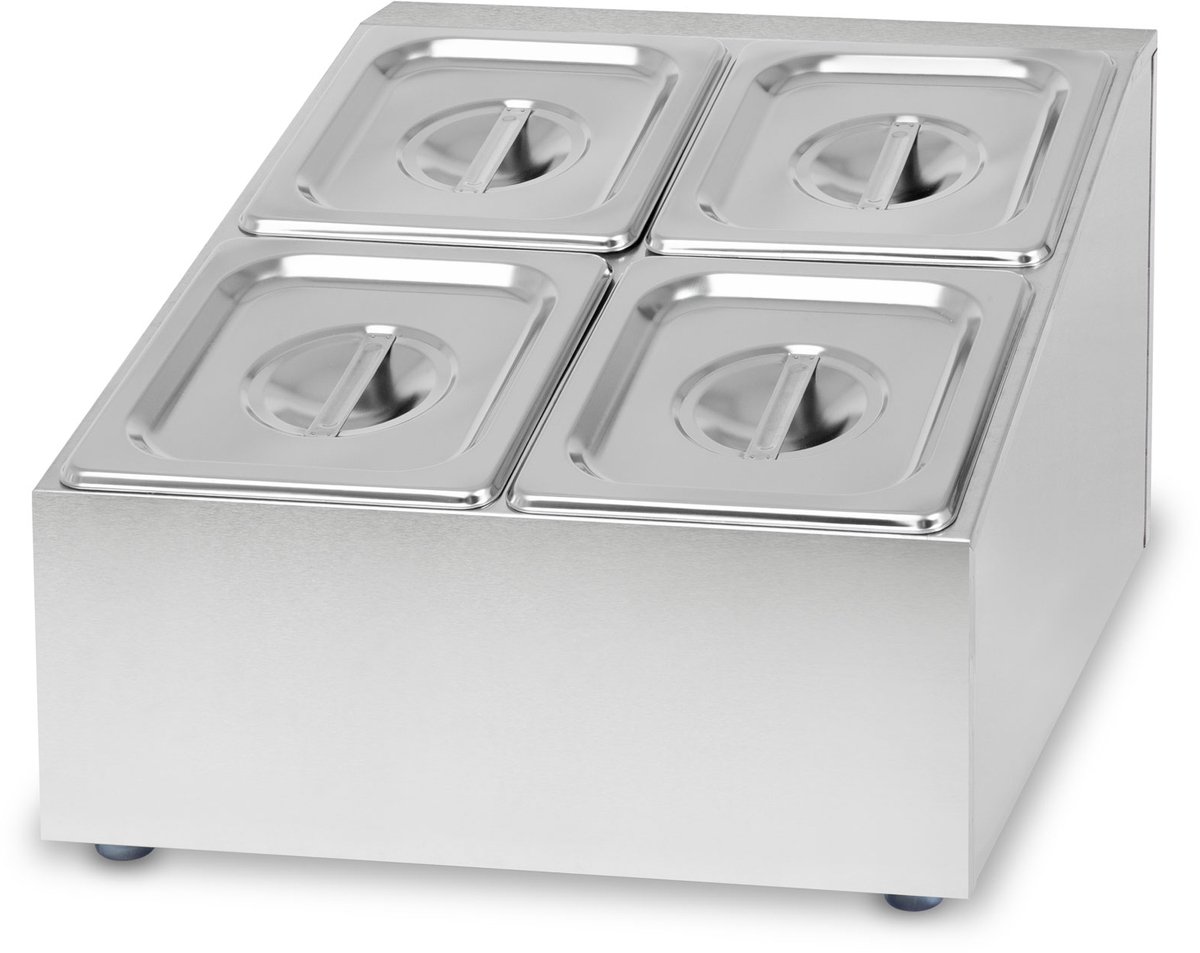 VERTES ingrediëntenbak 2 x 2 x 1/6 GN Gastronorm, roestvrij staal, 100 mm diep, hygiënisch, roestvrij, krasbestendig, temperatuurbestendig van -40° tot 300°C, geschikt voor bain-marie en veelzijdig gebruik in de horeca