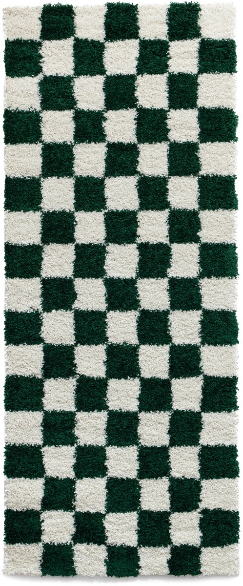 Checkerboard loper - Check ivoor/jade 80x200 cm