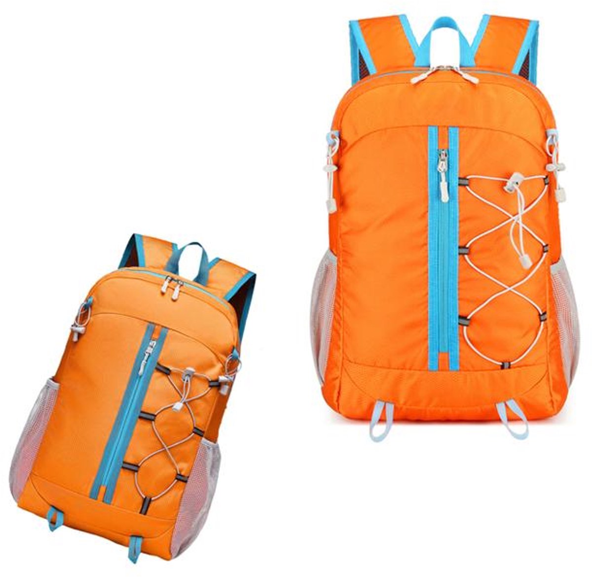 KZQ Wandelrugzak - Opvouwbare, lichtgewicht, waterdichte rugzak - Compact ontwerp met voldoende ruimte - Ideaal voor fietsen, wandelen, kamperen en trektochten - Afmetingen: 31 x 18 x 45 cm - oranje