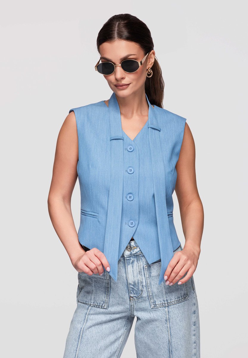 OMBRE Gilet - Regular Fit - Knopen - Effen Blauw S