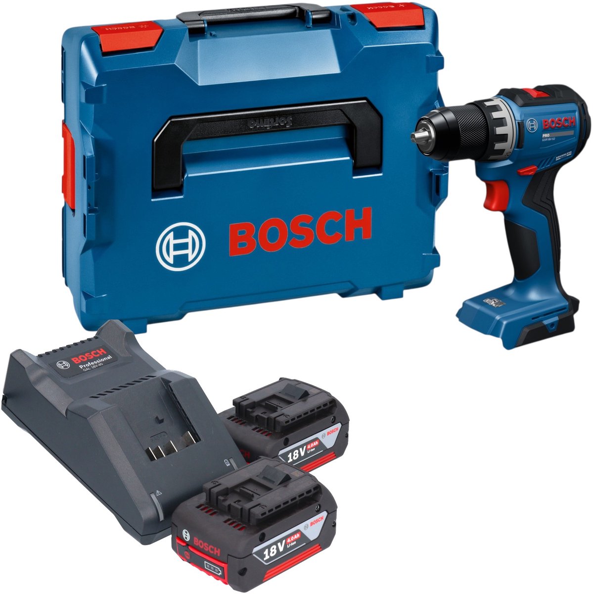 Bosch GSR 18V-52 Professional accuboormachine 18 V 70 Nm borstelloos + 2x accu 4,0 Ah + oplader + L-Boxx