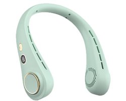 Nekventilator Groen – Outdoor Draagbare Hals Ventilator met 5 Standen en LED Display – Lichtgewicht Bladloze Ventilator