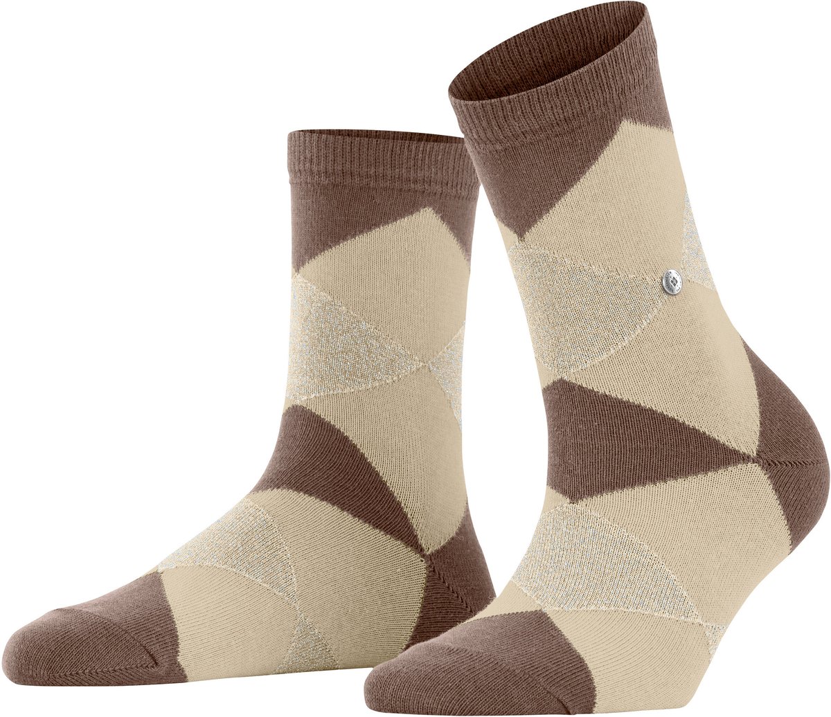 Burlington Glitter Bonnie SSO gedessineerd katoen sokken dames bruin - maat 36-41