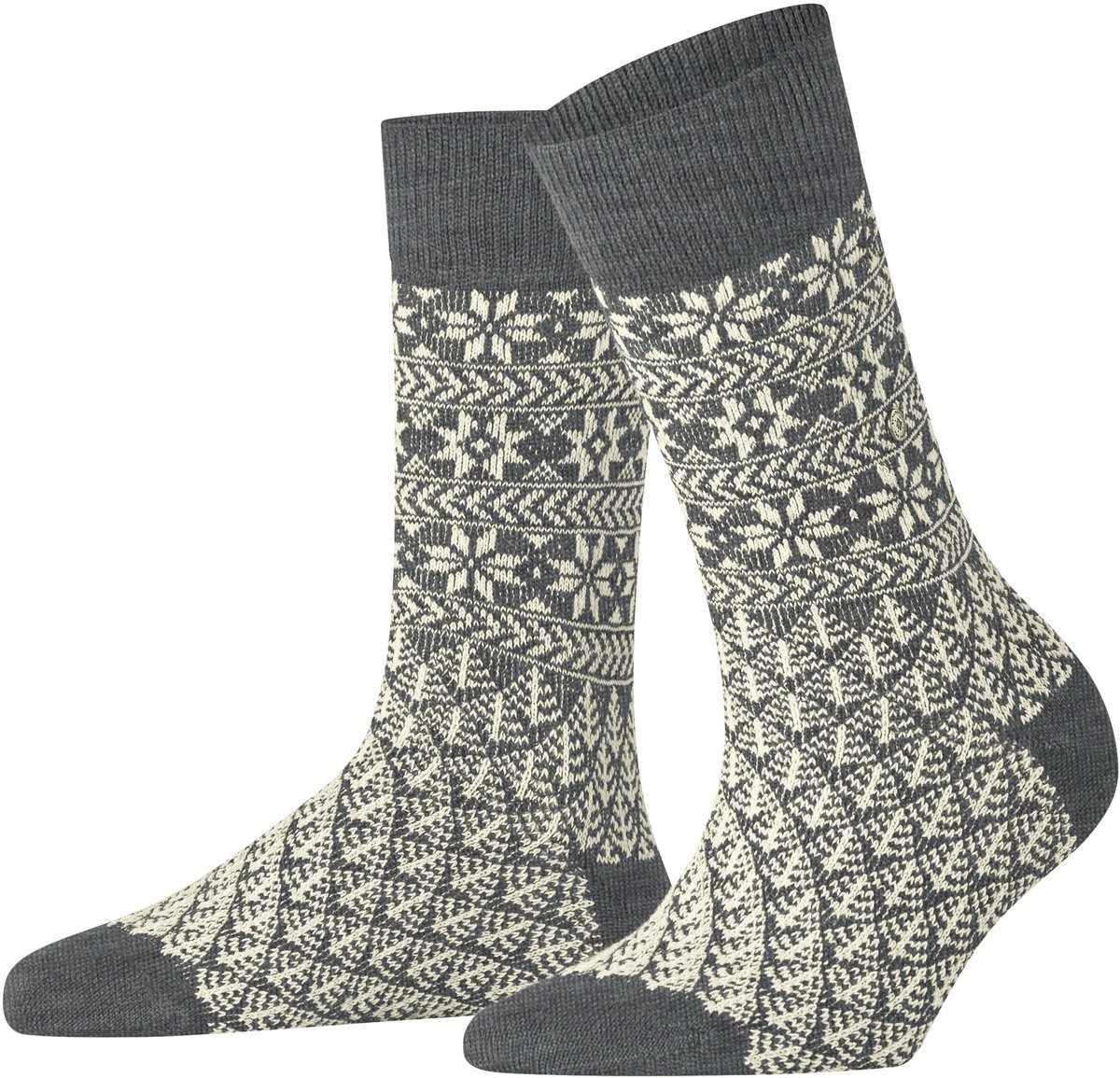 Burlington X-Mas gedessineerd wol sokken dames grijs - maat 36-41