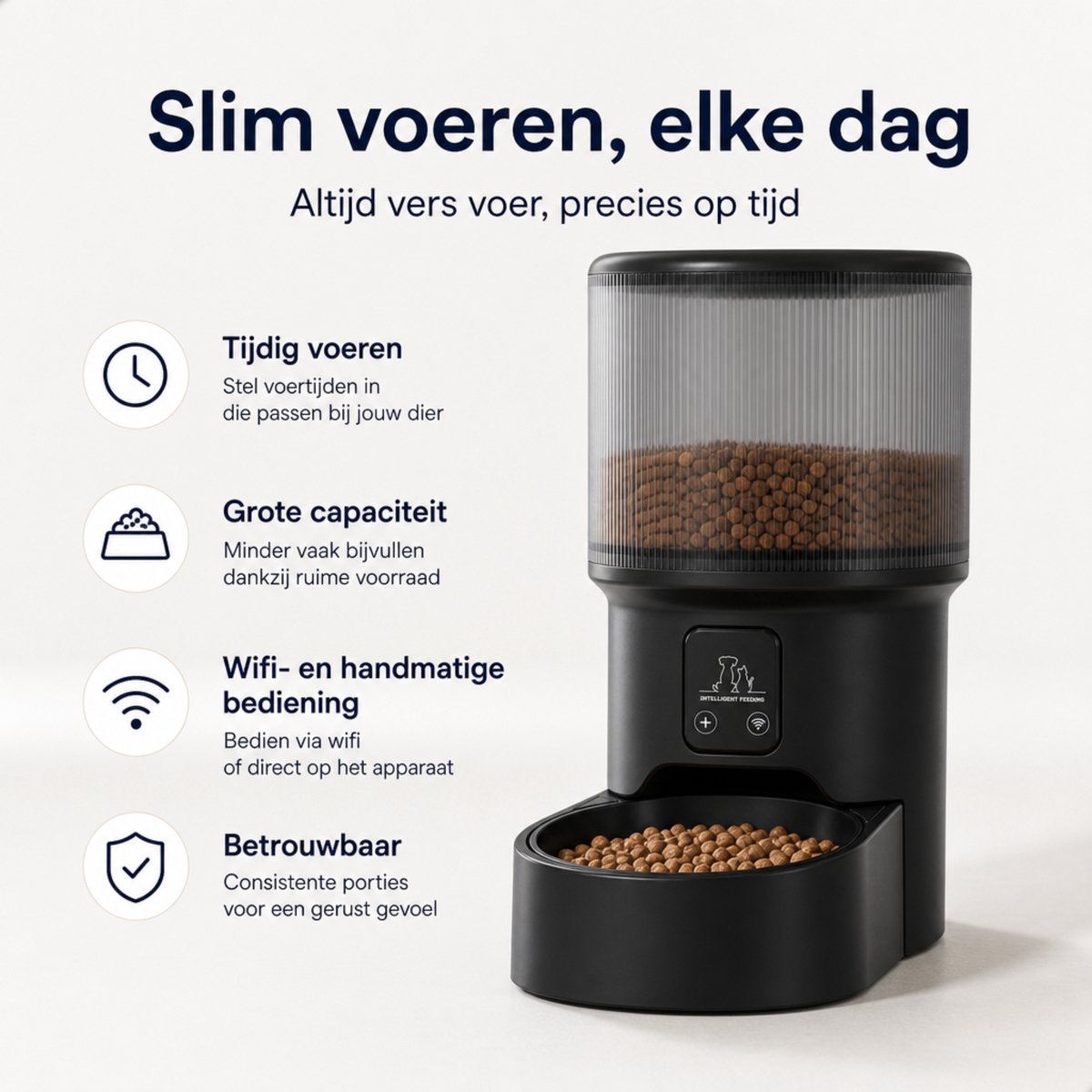 Boncy® Automatische Voerbak 4L - Voerautomaat voor Hond & Kat - Voerdispenser met Smart App WiFi Control - Pet Feeder - Elektrische Voerbakken - Zwart thumbnail 2