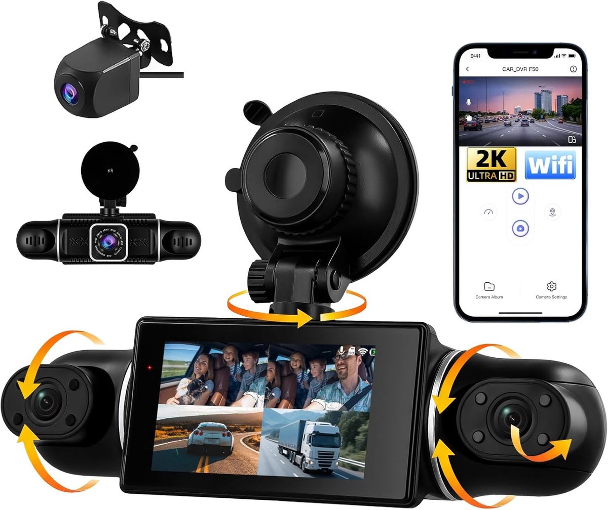 Dashcam - 3 Inch Display - 360° Rondom Zicht - Wifi Dashcam met Nachtzicht - Voor Auto's