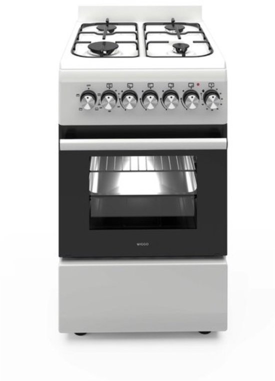 Wiggo WO-E506A(WW) Vrijstaande Gasfornuis - 50 cm - Wit