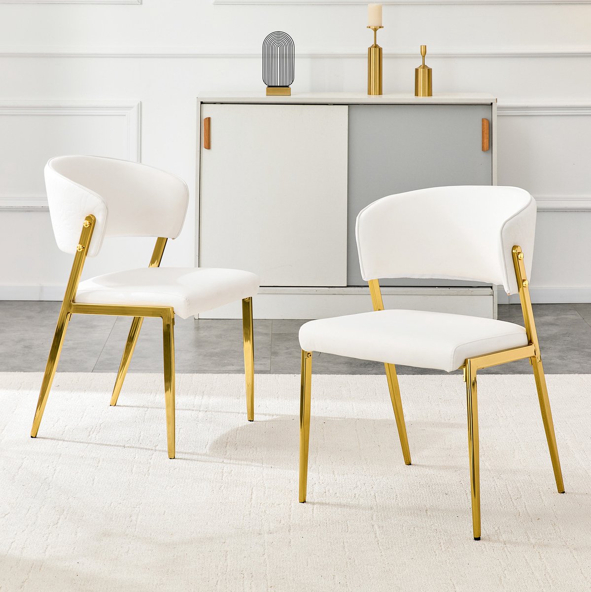 STILVORA Eetkamerstoel – Normale Eetkamerstoel – Set Van 2 – Ergonomische Rugleuning Met Gewatteerde Zitting – Voor Eetkamer En Keuken – Kunstleer Wit