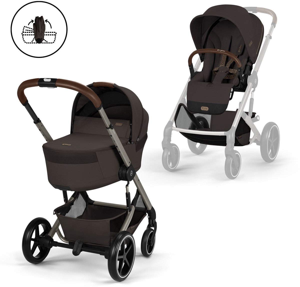 Cybex Balios S Lux - kinderwagen - 2-in-1 - Chocolate Brown - met opvouwbare wieg - 2026
