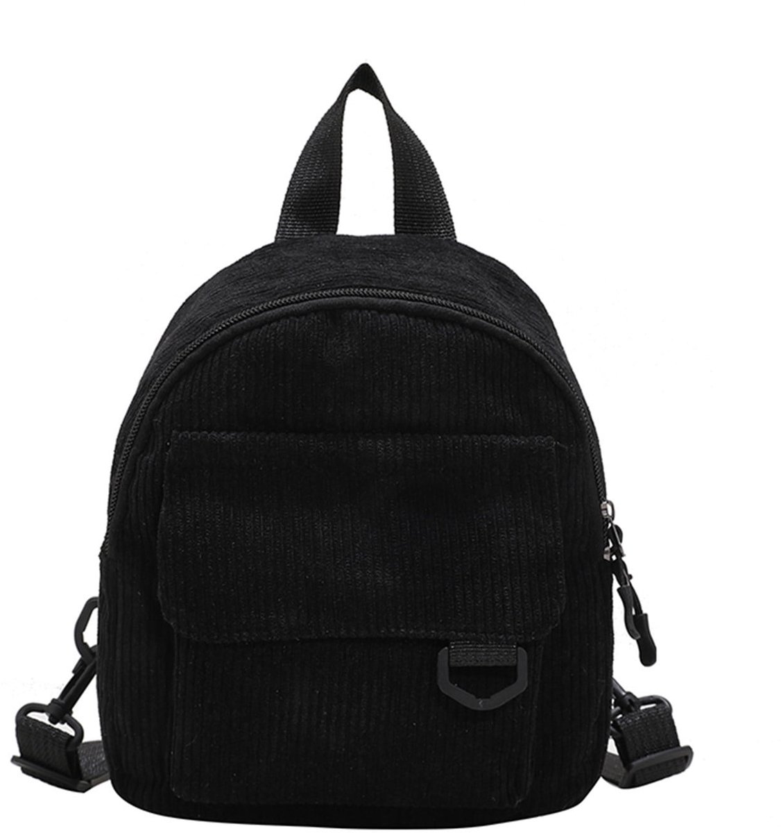 LISM-Mini schattig multifunctioneel corduroy make-uptasje, lichtgewicht damesrugzak - zwart